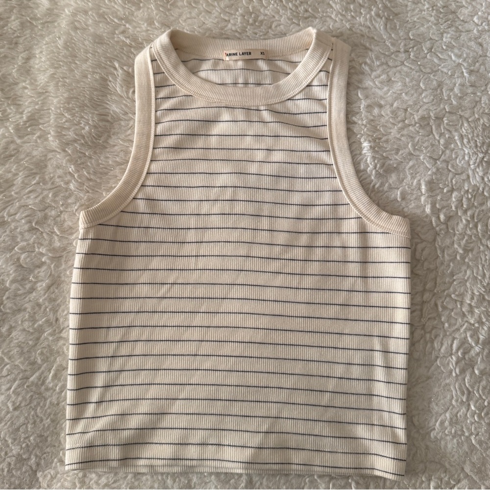 Marine Layer Cream and Black Striped Top